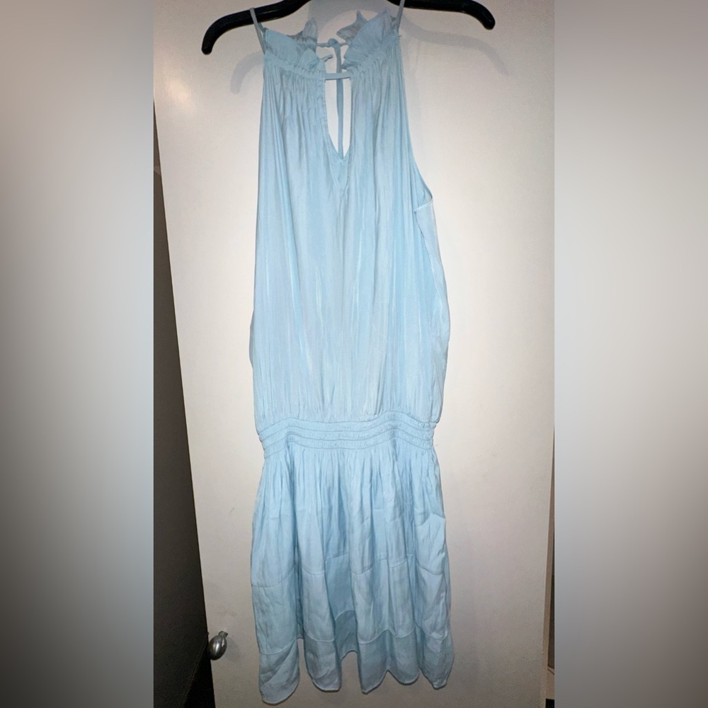 Ramy Brook loose-fitting bodice, comfortably cinched waist, halter top dress